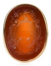 ANTIQUE 15K YELLOW GOLD OVAL S