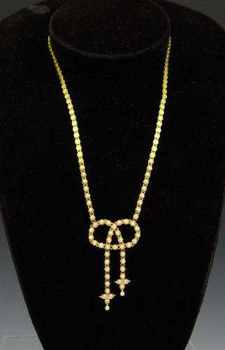 ANTIQUE 18K AND SEED PEARL