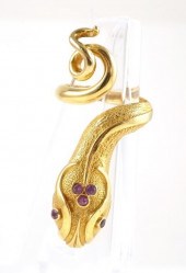 ANTIQUE 18K GOLD & RUBY SNAKE