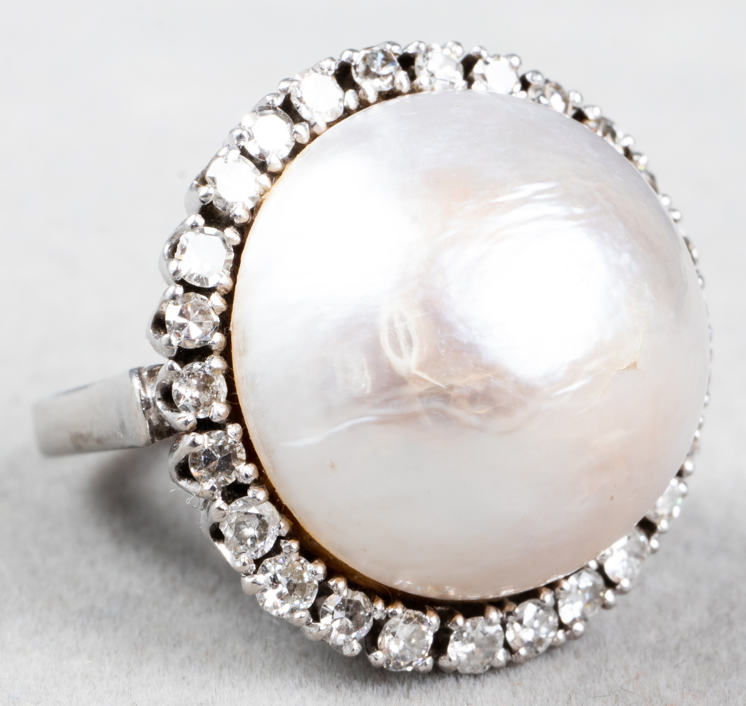 ANTIQUE 18K WHITE GOLD DIAMOND MABE