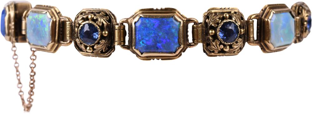 ANTIQUE 18K YELLOW GOLD BLACK OPAL,