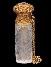 ANTIQUE 18K YG, SAPPHIRE & ROC