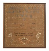 ANTIQUE 19TH C. NEEDLEWORK SAM