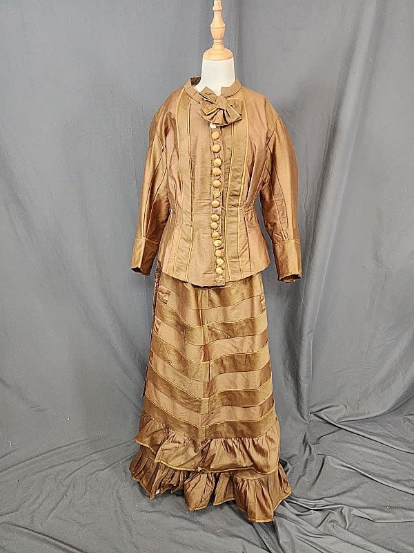 Antique 19th Century 3 Pc Gold Silk