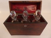 ANTIQUE 3 BOTTLE DECANTER SETE