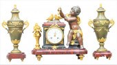 ANTIQUE 3 PIECE ROUGE MARBLE P