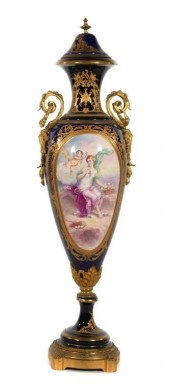 ANTIQUE 35" SEVRES ORMOLU AND