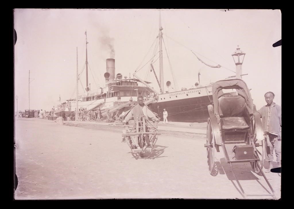 ANTIQUE 5X7 GLASS NEGATIVE SHIP &