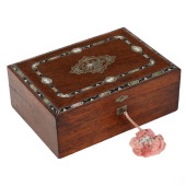 ANTIQUE ABALONE MARQUETRY WOOD