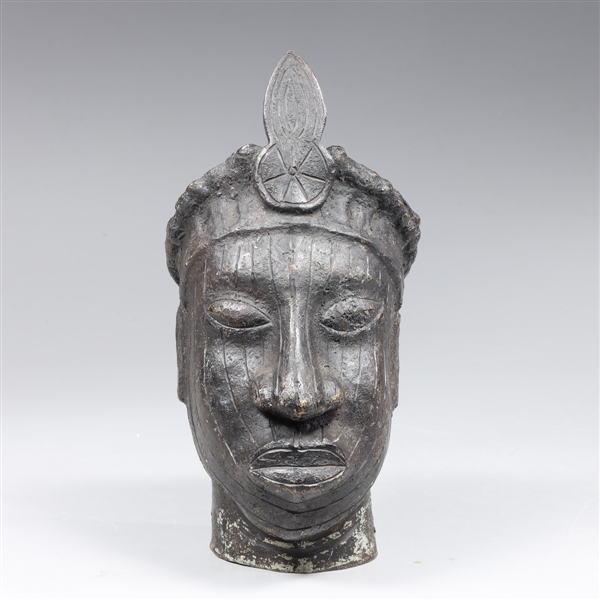 Antique African bronze bust with