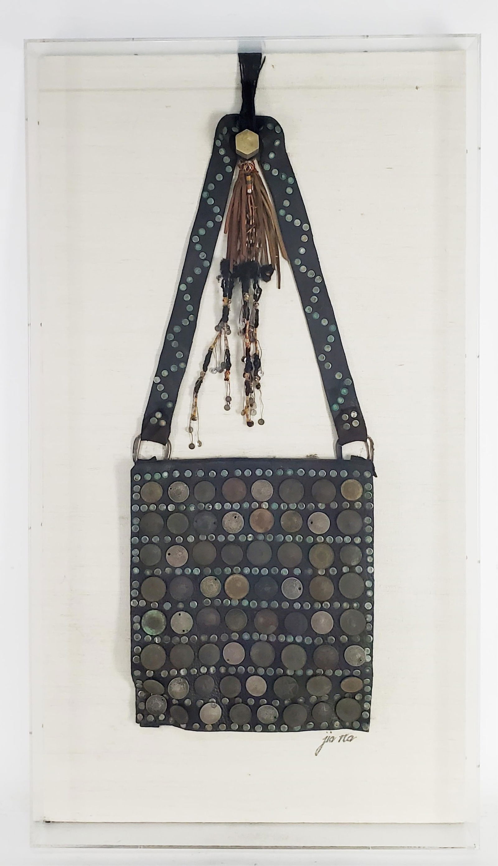 ANTIQUE AFRICAN LEATHER SATCHEL BAG