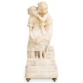 ANTIQUE ALABASTER "BOY KISSING