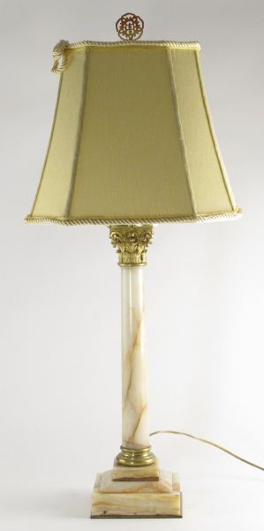 Antique Alabaster Column Lamporange