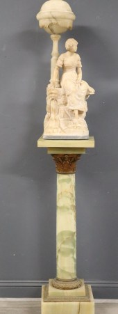 ANTIQUE ALABASTER FIGURAL LAMP