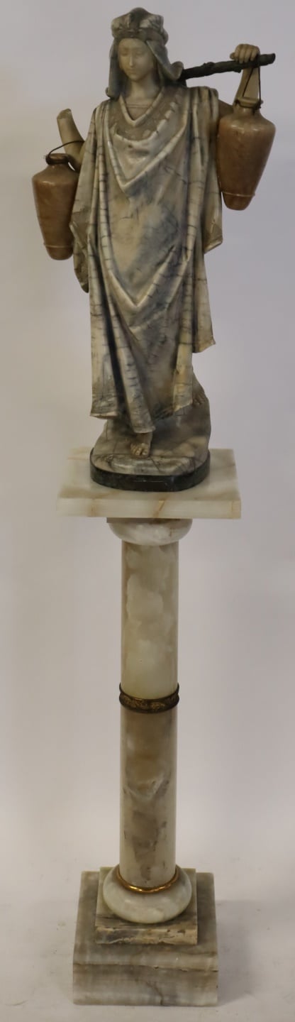 ANTIQUE ALABASTER PEDESTAL TOGETHER