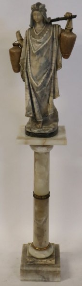 ANTIQUE ALABASTER PEDESTAL TOG