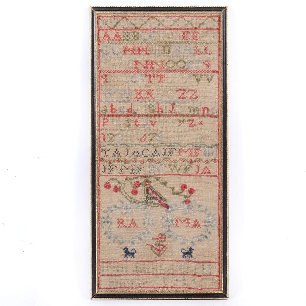 ANTIQUE AMERICAN NEEDLEWORK SAMPLER