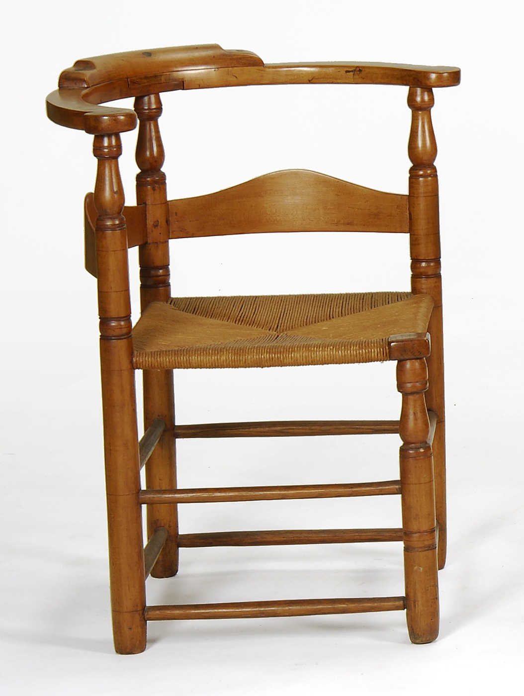ANTIQUE AMERICAN RUSH-SEAT CORNER