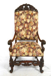 ANTIQUE ARM CHAIR WITH CARVED