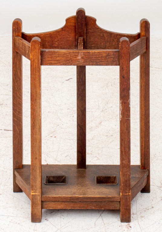 ANTIQUE ART & CRAFT OAK UMBRELLA