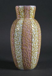 ANTIQUE ART GLASS CORALENE VAS