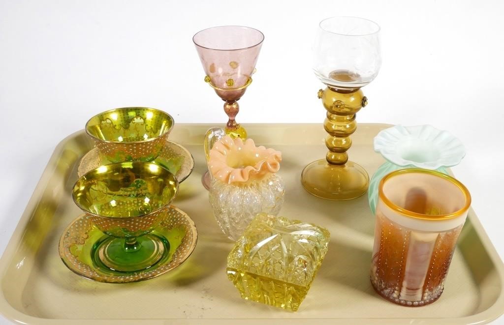 ANTIQUE ART GLASS ITEMS