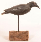 ANTIQUE BALSA WOOD CROW DECOY.