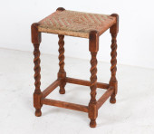 ANTIQUE BARLEY TWIST OAK STOOL