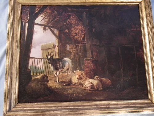 ANTIQUE BARNYARD PAINTING19th