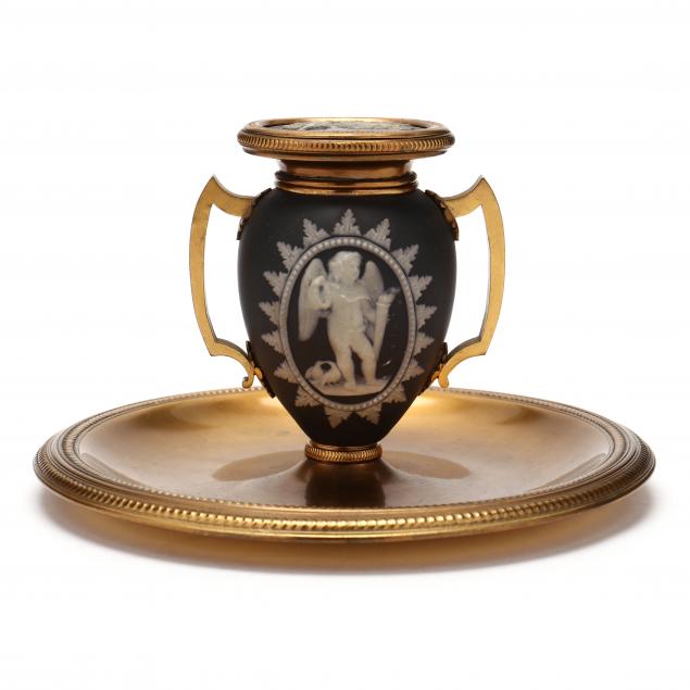 ANTIQUE BLACK BASALT AND BRASS