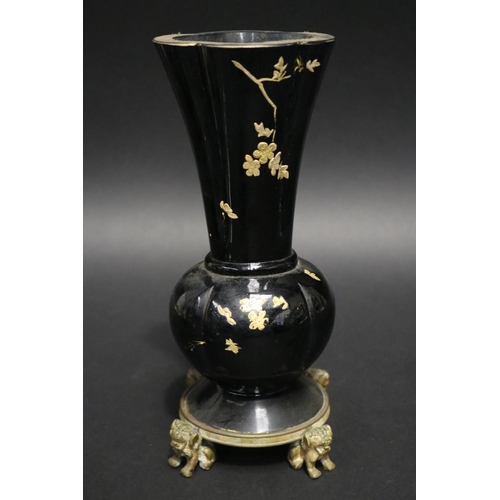 Antique black glass vase with