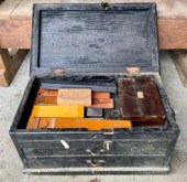 Antique black painted lift top