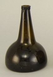 ANTIQUE BLOWN GREEN GLASS BOTT