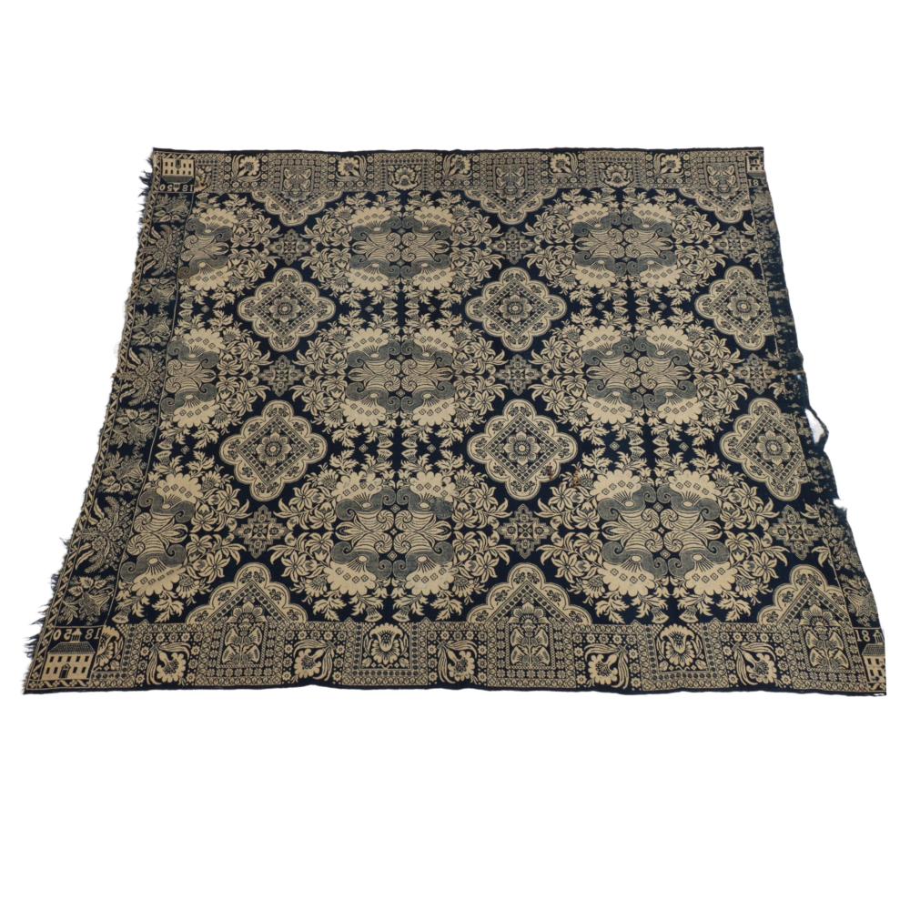 ANTIQUE BLUE AND WHITE JACQUARD