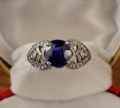 ANTIQUE BLUE SAPPHIRE, DIAMOND