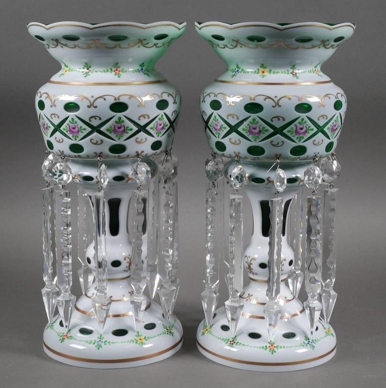 ANTIQUE BOHEMIAN WHITE GREEN