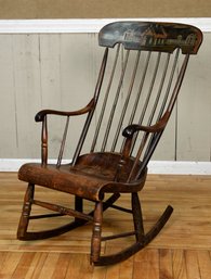 Antique Boston rocker, crest with
