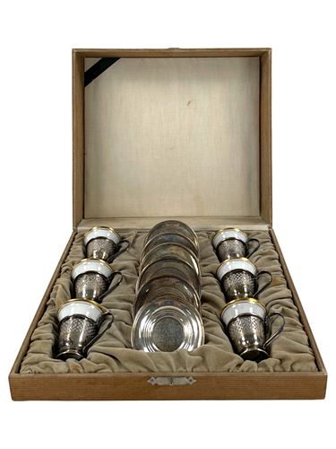 ANTIQUE BOXED DEMITASSE SAUCERS &