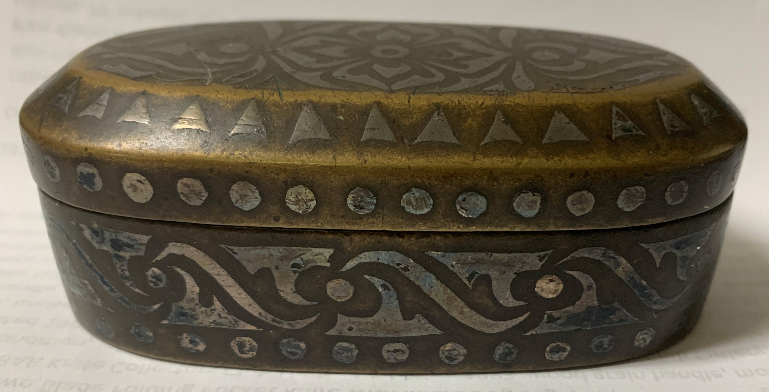 ANTIQUE BRASS AND SILVER OVERLAY