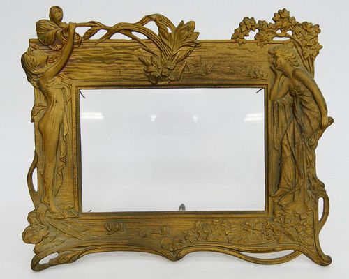 ANTIQUE BRASS ART NOUVEAU PICTURE