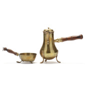 ANTIQUE BRASS CHOCOLATE POT AN