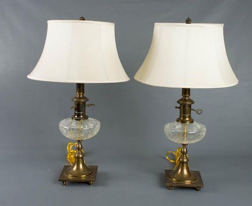 ANTIQUE BRASS & CRACKLED GLASS