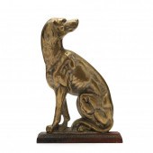ANTIQUE BRASS DOG DOORSTOP Eng