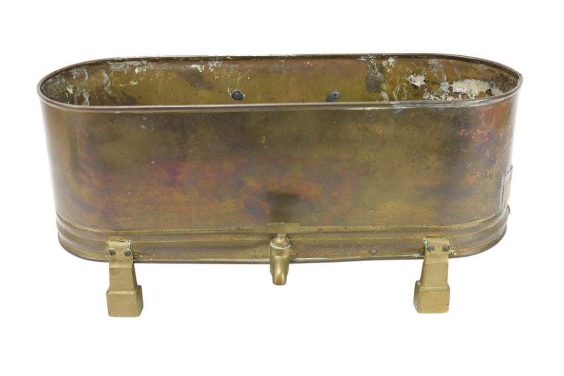 ANTIQUE BRASS FOOTED TROUGH FORM