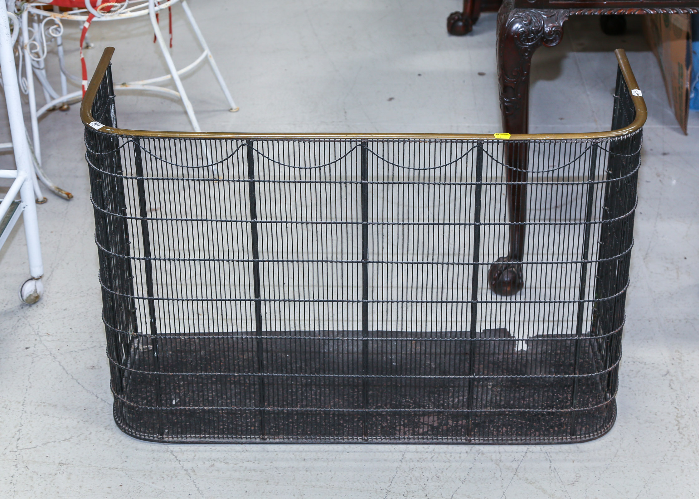 ANTIQUE BRASS FRAMED TALL WIRE FIRE
