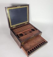 ANTIQUE BRASS INLAID TRAVELING