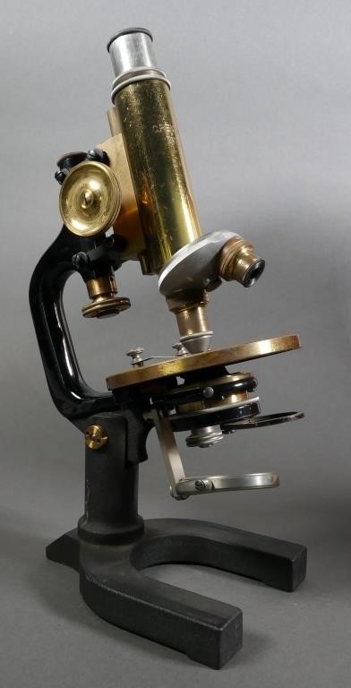 ANTIQUE BRASS MICROSCOPE REICHERT