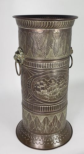 ANTIQUE BRASS SHIP AND LION'S
