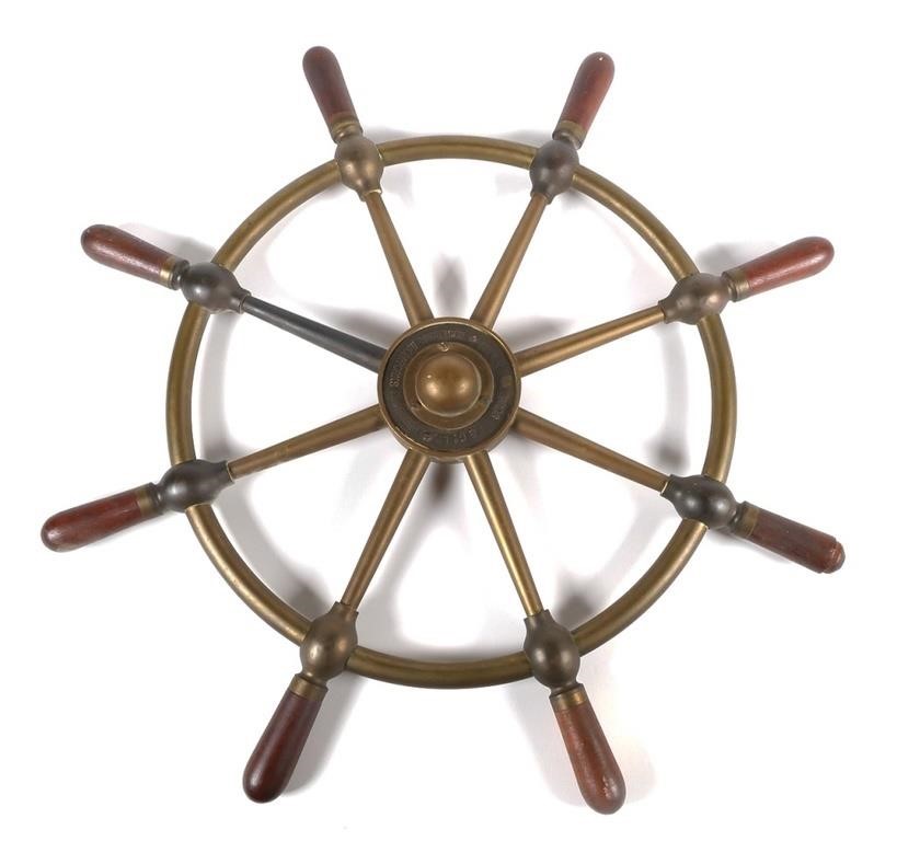 ANTIQUE BRASS SHIP'S WHEELEarly
