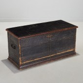 ANTIQUE BRASS TACKED SEAMAN'S
